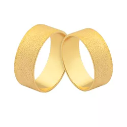 Alianças De Ouro Retas Diamantadas - J-505 - Alianças da Fabrica 