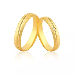 Alianças De Ouro Tradicional Com Pedra - JE-595 - Alianças da Fabrica 