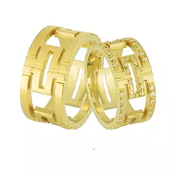 Aliança Exclusiva Em Ouro Com Pedras - JN-114 - Alianças da Fabrica 