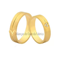 Alianças De Ouro Com Coração - JN-407 - Alianças da Fabrica 