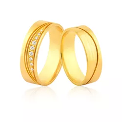 Alianças De Ouro Personalizadas Com Pedras - JN-492 - Alianças da Fabrica 