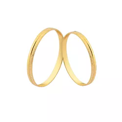 Alianças De Ouro Meia Cana Com Friso Central - CM-142 - Alianças da Fabrica 