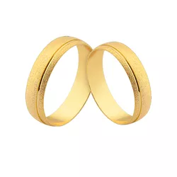Alianças De Ouro Meia Cana Diamantadas Com Friso Lateral - CM-146 - Alianças da Fabrica 