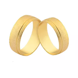 Alianças De Ouro Diamantada Com Friso - CM-150 - Alianças da Fabrica 