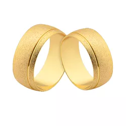 Alianças De Ouro Meia Cana Diamantada Com Friso - CM-151 - Alianças da Fabrica 