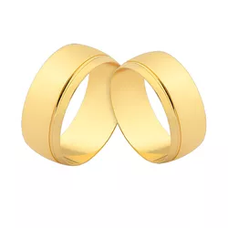 Alianças De Ouro Meia Cana Com Friso Lateral - CM-173 - Alianças da Fabrica 