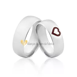 Alianças De Prata Personalizdas Com Coração Esmaltado - AGE-07 - Alianças da Fabrica 