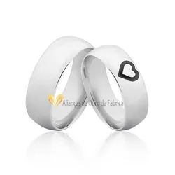 Alianças De Prata Personalizadas Com Coração Esmaltado - AGE-08 - Alianças da Fabrica 