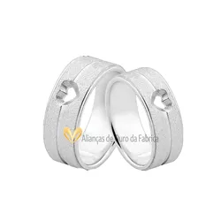 Alianças De Prata Personalizdas Com Coração Vazado - AG-1131 - Alianças da Fabrica 