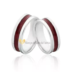 Alianças De Prata Personalizadas Esmaltadas Cor De Vinho - AGE-02 - Alianças da Fabrica 