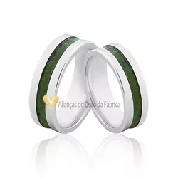 Alianças De Prata Personalizadas Esmaltadas Verde - AGE-03 - Alianças da Fabrica 