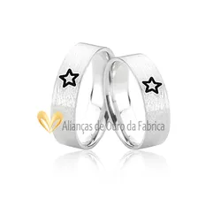 Par De Alianças Com Estrelas - AG-1333 - Alianças da Fabrica 