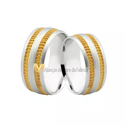 Alianças Prata Filetes Banhados - AG-531 - Alianças da Fabrica 