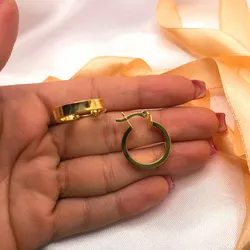 Brinco Banhado a Ouro - Argola Acabamento Quadrado... - Almeida Prada