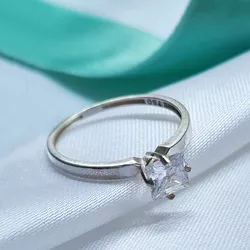 Anel em Prata Com Zirconia Quadrada - ASN11 - Almeida Prada