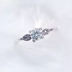 Solitario em Prata 925 Formato Flor com Zirconia -... - Almeida Prada