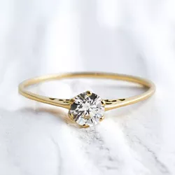 Anel Noivado Ouro18k - Lavínia Zircônia - NO04 - Almeida Prada