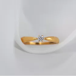 ANEL SOLITÁRIO NOIVADO OURO 18K 1,4mm 3g MODELO ST... - Almeida Prada