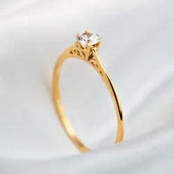 ANEL NOIVADO/ SOLITÁRIO OURO 18K MODELO PRINCESS -... - Almeida Prada