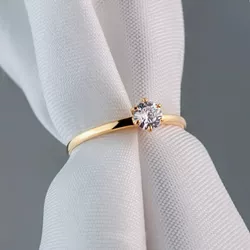 ANEL SOLITÁRIO NOIVADO OURO 18K MODELO MIRELA - SR... - Almeida Prada