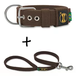 Coleira Para Cachorro Fit + Guia / Marrom - 4201-012-6201-0.80-CG - Amorosso