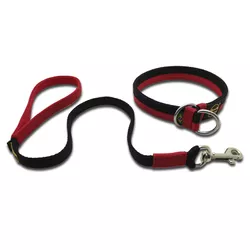 Colar Enforcador + Guia Curta 80cm - Vermelho e Preto - 3201-023-014-6201-0.80-EG - Amorosso