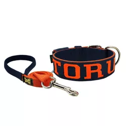 Coleira Para Cachorro Personalizada + Guia de Passeio (azul marinho e laranja) - 4001-005-010-6201-0... - Amorosso