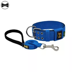 Coleira Para Cachorro Amorosso + Guia Curta 80cm (Azul e Preto) - 4001-003-014-6201-0.80 - Amorosso