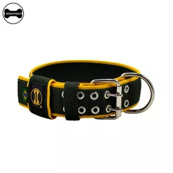  Coleira Para Cachorro Amorosso Slim (verde militar e amarelo) - 4101-022-001 - Amorosso