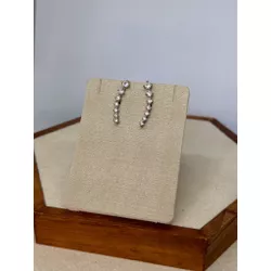 Brinco Ear Cuff Zircônias Ródio Branco - OBR895 - ANA B ACESSÓRIOS
