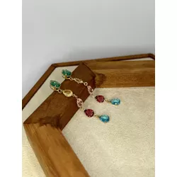 Brinco Pendente Zircônias Gotas Coloridas - OBR12... - ANA B ACESSÓRIOS