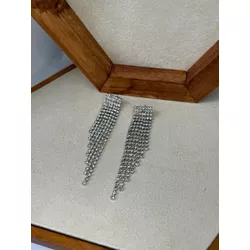 Brinco Franja Cascata Ródio Branco - OBR1167 - ANA B ACESSÓRIOS