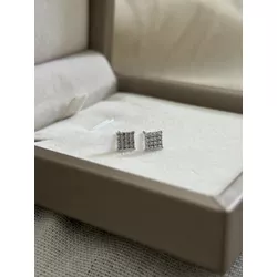 Brinco Quadrado Cravejado Ródio Branco - LBR1028 - ANA B ACESSÓRIOS
