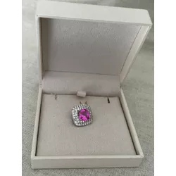 Pingente Safira Pink Micro Cravejado Banhada a Ród... - ANA B ACESSÓRIOS