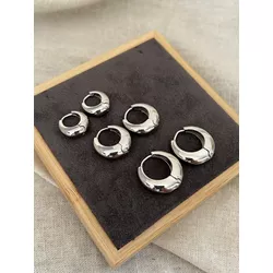 Brinco Argola Abaulada Banhado a Ródio Branco - LB... - ANA B ACESSÓRIOS