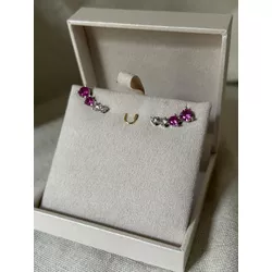 Mini Ear Cuff Pink e Rose Banhado a Ródio Branco ... - ANA B ACESSÓRIOS