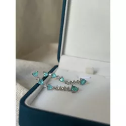 Brinco Ear Cuff Corações Turmalina Paraíba Banhado... - ANA B ACESSÓRIOS