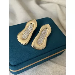 Brinco Orgânico Cravejado Banhado a Ouro - DBR49 - ANA B ACESSÓRIOS