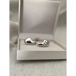 Brinco Ear Cuff Orgânico Banhada a Ródio Branco -... - ANA B ACESSÓRIOS