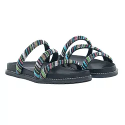 Sandália Papete - Mila, Preta / Multicolor - 23950 - ANALAURACALCADOS