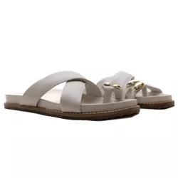 Sandália Papete - Cris, Off White - 25169-B - ANALAURACALCADOS