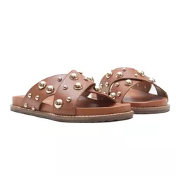 Sandália Papete - Olivia, Caramelo - 24735C - ANALAURACALCADOS