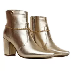 Bota Cano Curto - Lilian, Ouro Light - 21077 - ANALAURACALCADOS