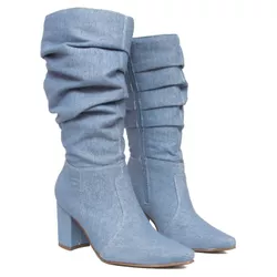 Bota Cano Alto - Gisele, Jeans Claro - 21079J - ANALAURACALCADOS