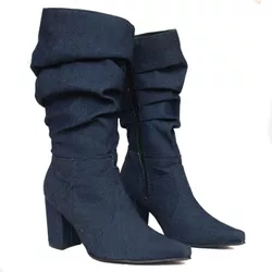 Bota Cano Alto - Gisele, Jeans Escuro - 21079 - ANALAURACALCADOS