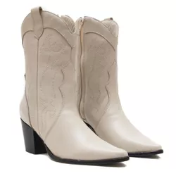 Bota Cano Médio Western - Ivy, Off White - 21080O - ANALAURACALCADOS