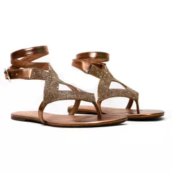 Rasteira Flat - Tábata, Bronze - 21700P - ANALAURACALCADOS