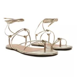 Rasteira Flat - Carol, Ouro Light - 22001OL - ANALAURACALCADOS