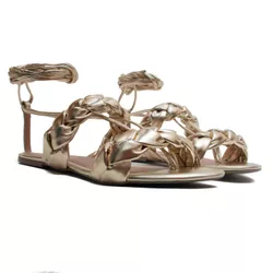 Rasteira Flat - Nati, Ouro Light - 22720 - ANALAURACALCADOS