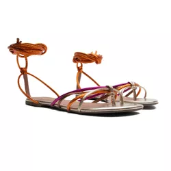 Rasteira Flat - Flávia, Ouro Light - 22735 - ANALAURACALCADOS